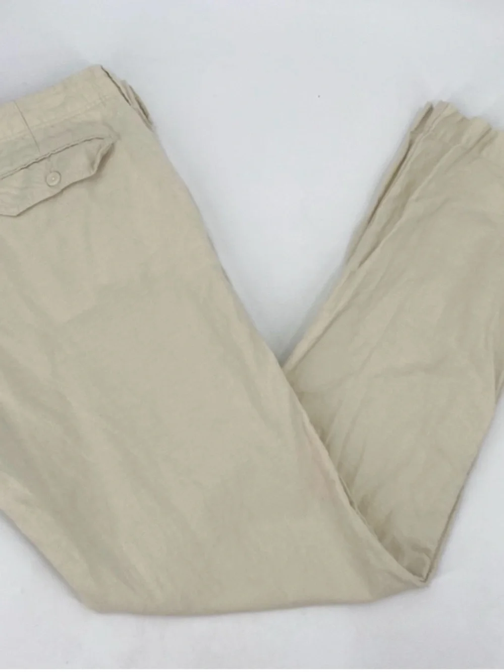 NWT Banana Republic Cream Linen Cotton Blend Straight Fit Pants 34x30